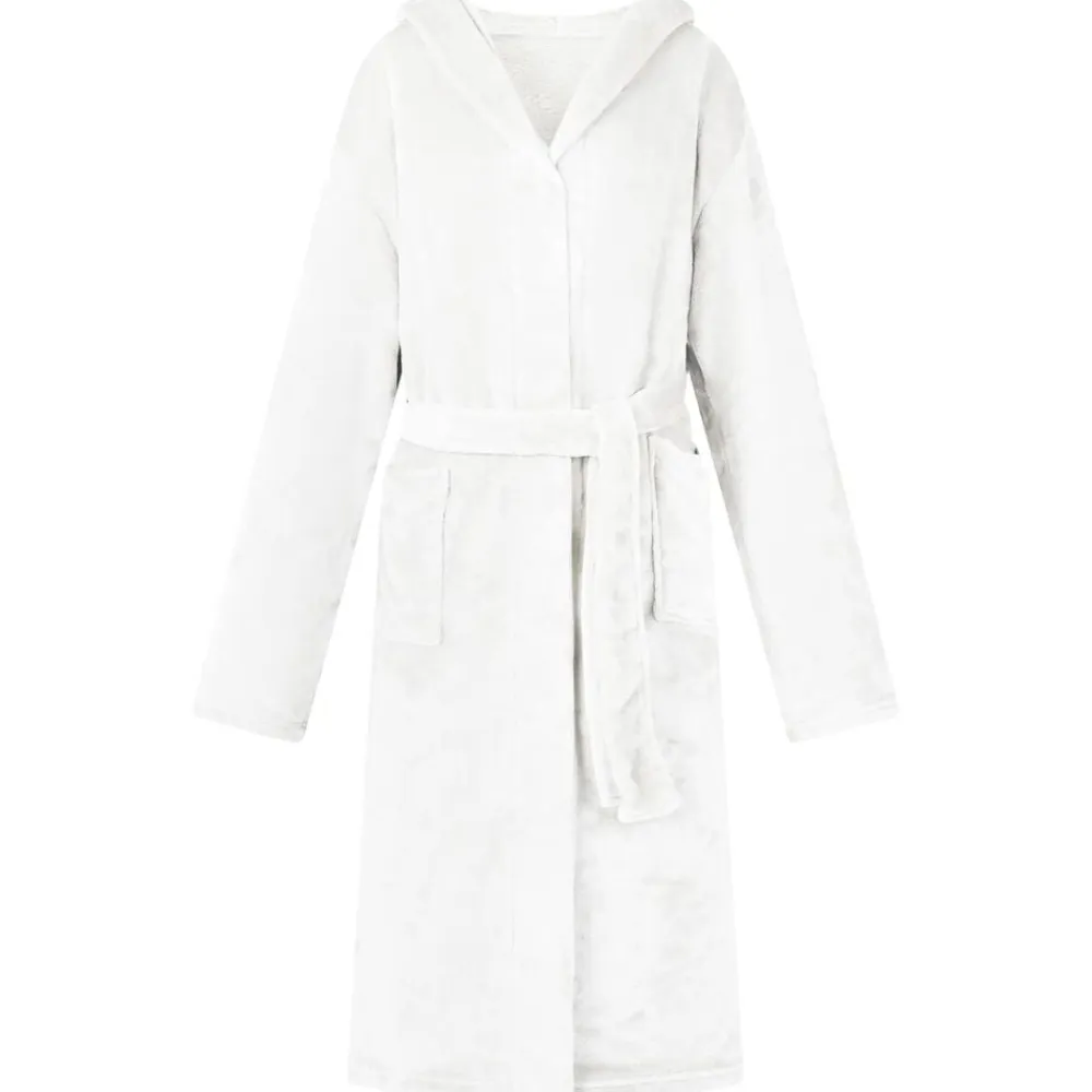 vidaXL Bata con Capucha s Franela White