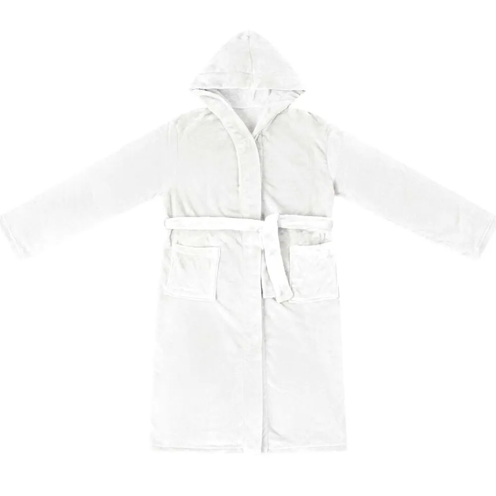 vidaXL Bata con Capucha s Franela White