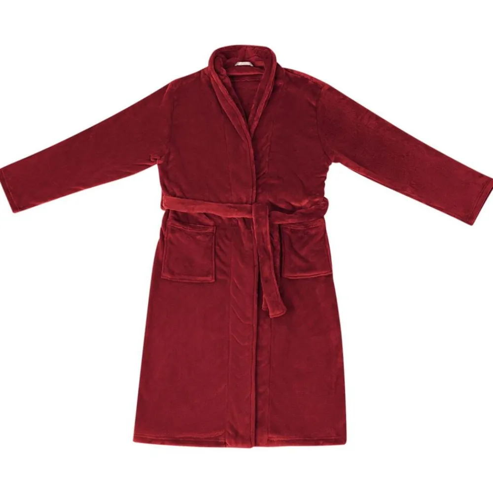 vidaXL Bata sin capucha s Franela Rojo burdeos Sale