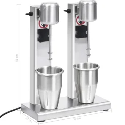 vidaXL Batidora de batidos con doble vaso de acero inoxidable 2 L Hot