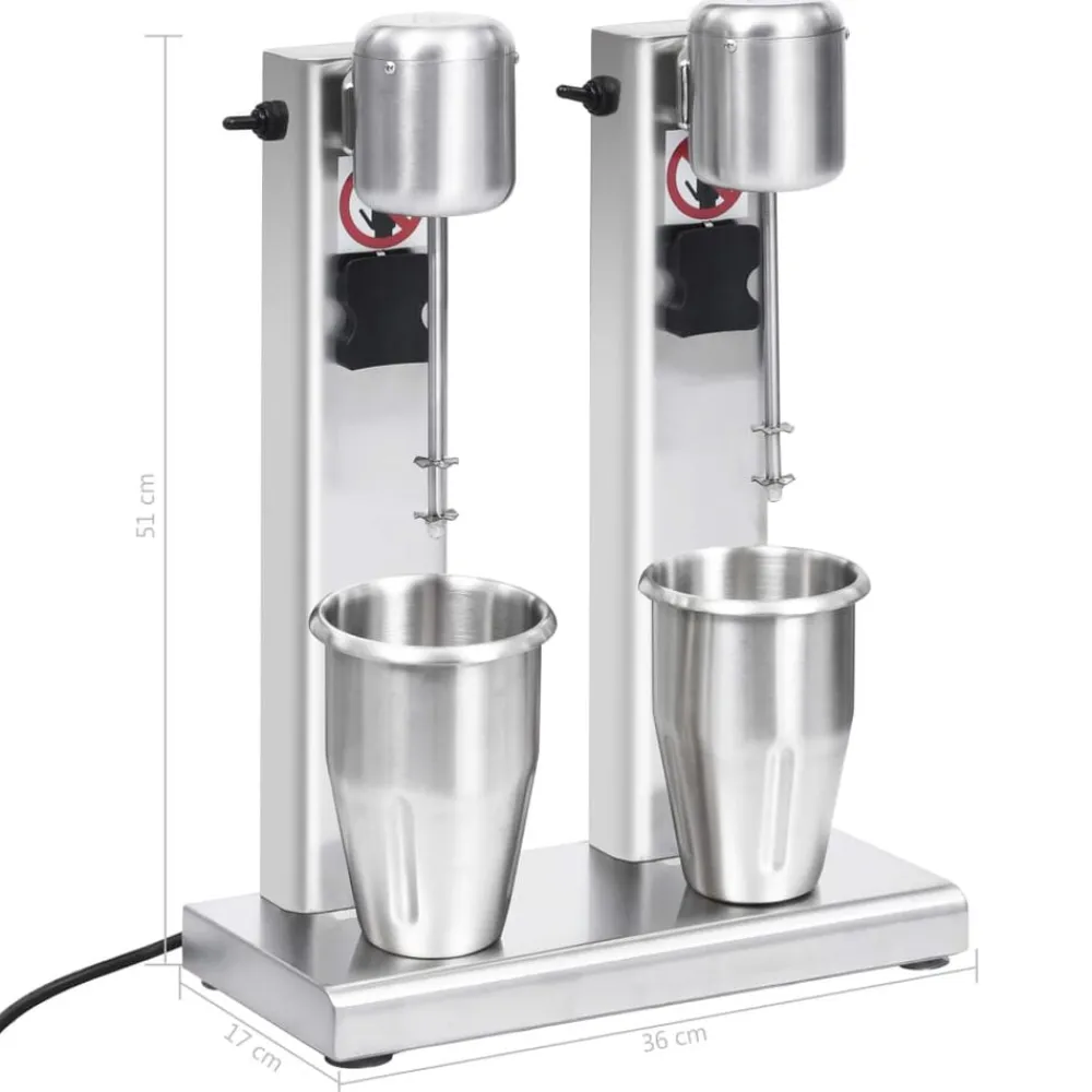 vidaXL Batidora de batidos con doble vaso de acero inoxidable 2 L Hot
