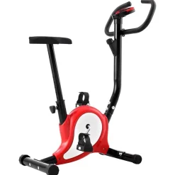 vidaXL Bicicleta estática con resistencia de cinta roja Rojo Best
