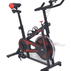 vidaXL Bicicleta estática con sensores de pulso negra y roja Negro Sale
