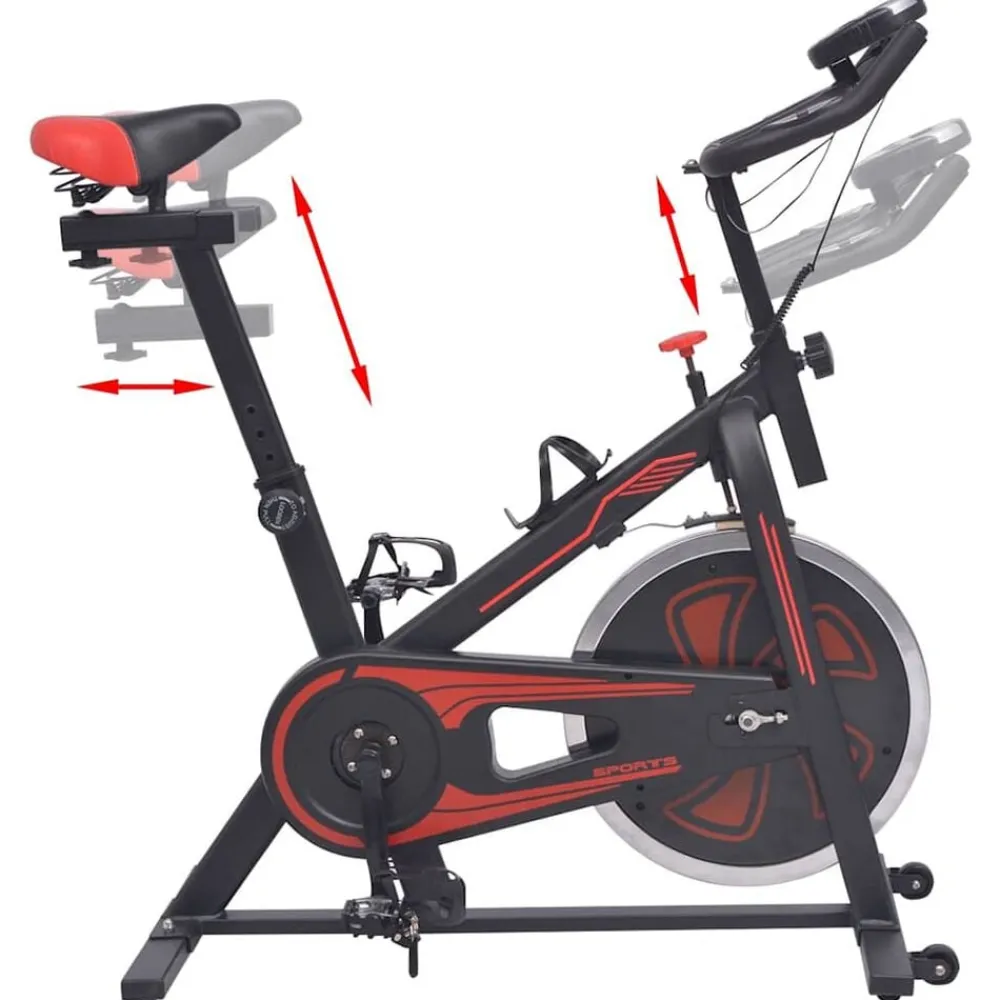 vidaXL Bicicleta estática con sensores de pulso negra y roja Negro Sale