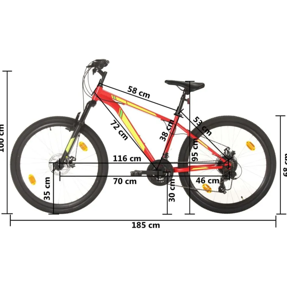 vidaXL Bicicleta montaña 21 velocidades 27,5 pulgadas rueda 38 cm Rojo Hot