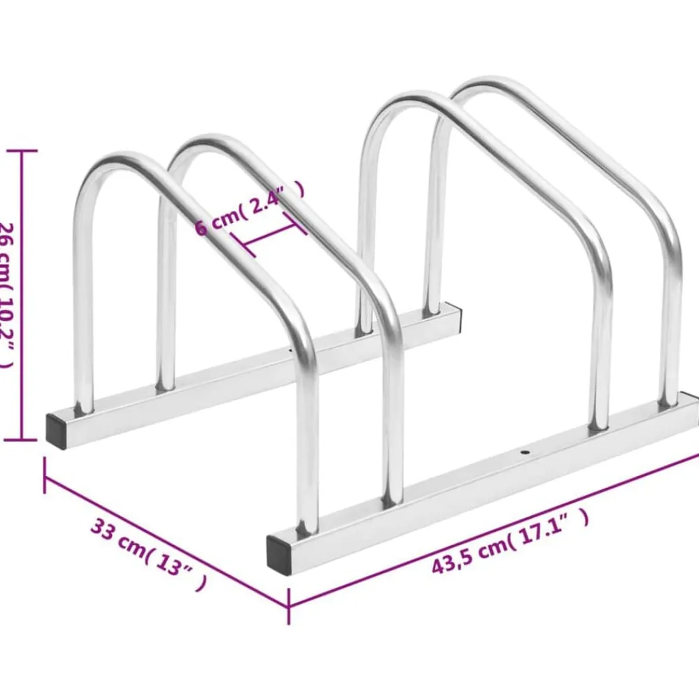 vidaXL Bicicletero para 2 bicicletas acero galvanizado Plateado Clearance