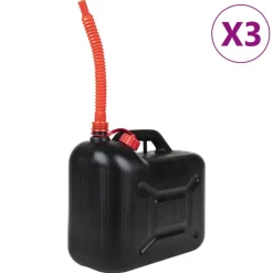 vidaXL Piezas Y Accesorios Para Vehículos-Bidón de combustible boquilla flexible 3 ud plástico negro 20 l