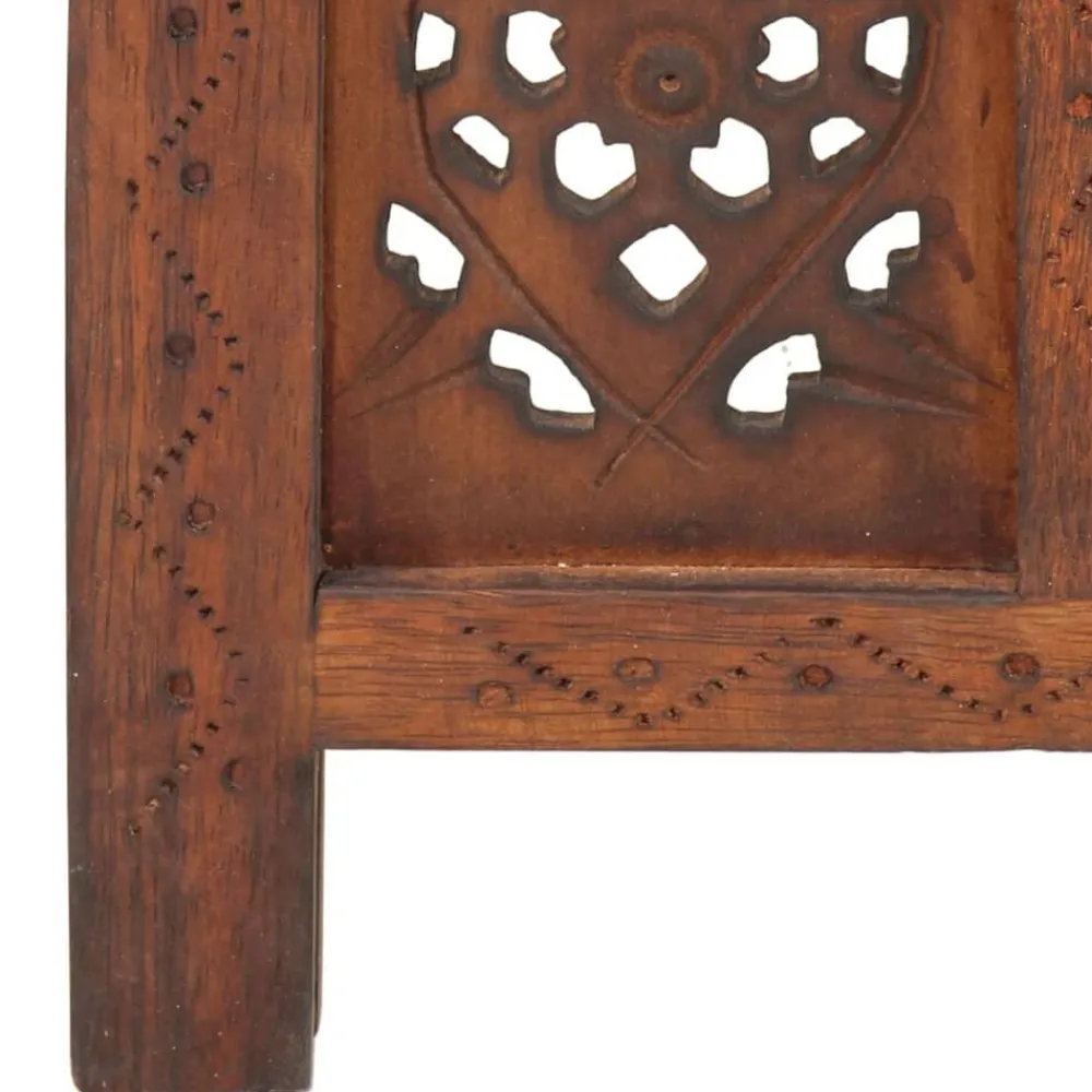 vidaXL Divisores De Ambientes-Biombo 4 paneles tallado a mano madera mango marrón 160x165 cm