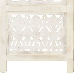 vidaXL Divisores De Ambientes-Biombo 3 paneles tallado a mano madera mango 120x165 cm
