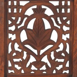 vidaXL Biombo 3 paneles tallado a mano madera mango marrón 120x165 cm Marrón Online
