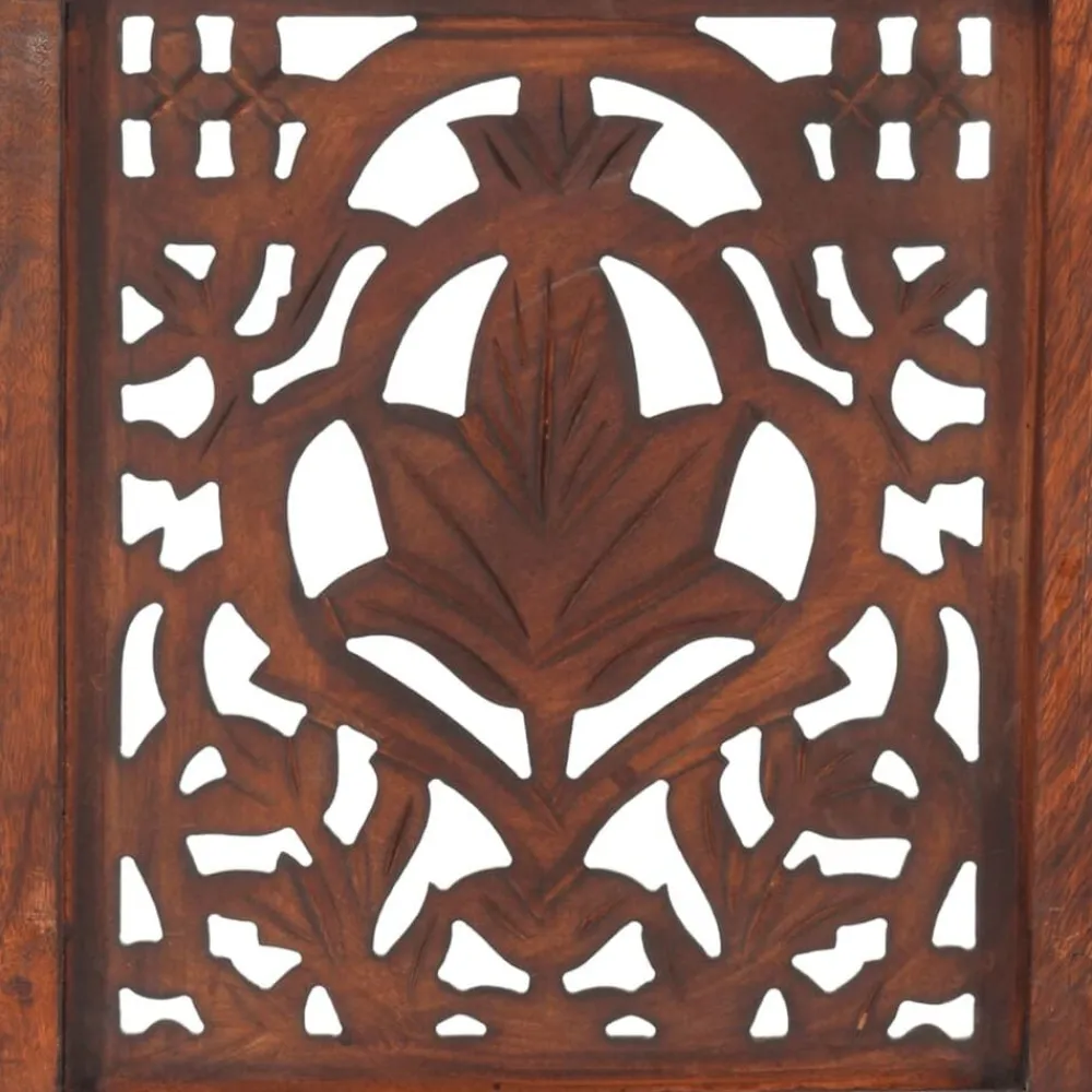vidaXL Biombo 3 paneles tallado a mano madera mango marrón 120x165 cm Marrón Online