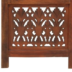 vidaXL Biombo 3 paneles tallado a mano madera mango marrón 120x165 cm Marrón Online