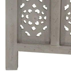 vidaXL Divisores De Ambientes-Biombo 3 paneles tallado a mano madera de mango 120x165 cm