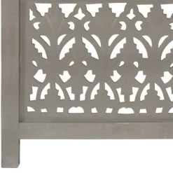 vidaXL Divisores De Ambientes-Biombo 3 paneles tallado a mano madera de mango 120x165 cm