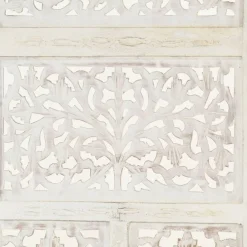 vidaXL Biombo 4 paneles tallado a mano madera mango 160x165 cm Blanco Sale