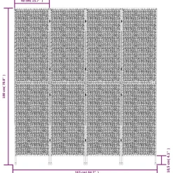 vidaXL Divisores De Ambientes-Biombo de 4 paneles jacinto de agua 163x180 cm