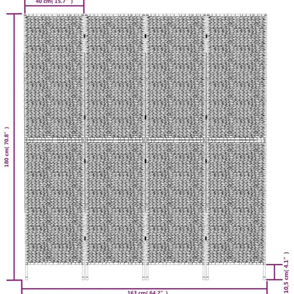 vidaXL Divisores De Ambientes-Biombo de 4 paneles jacinto de agua 163x180 cm