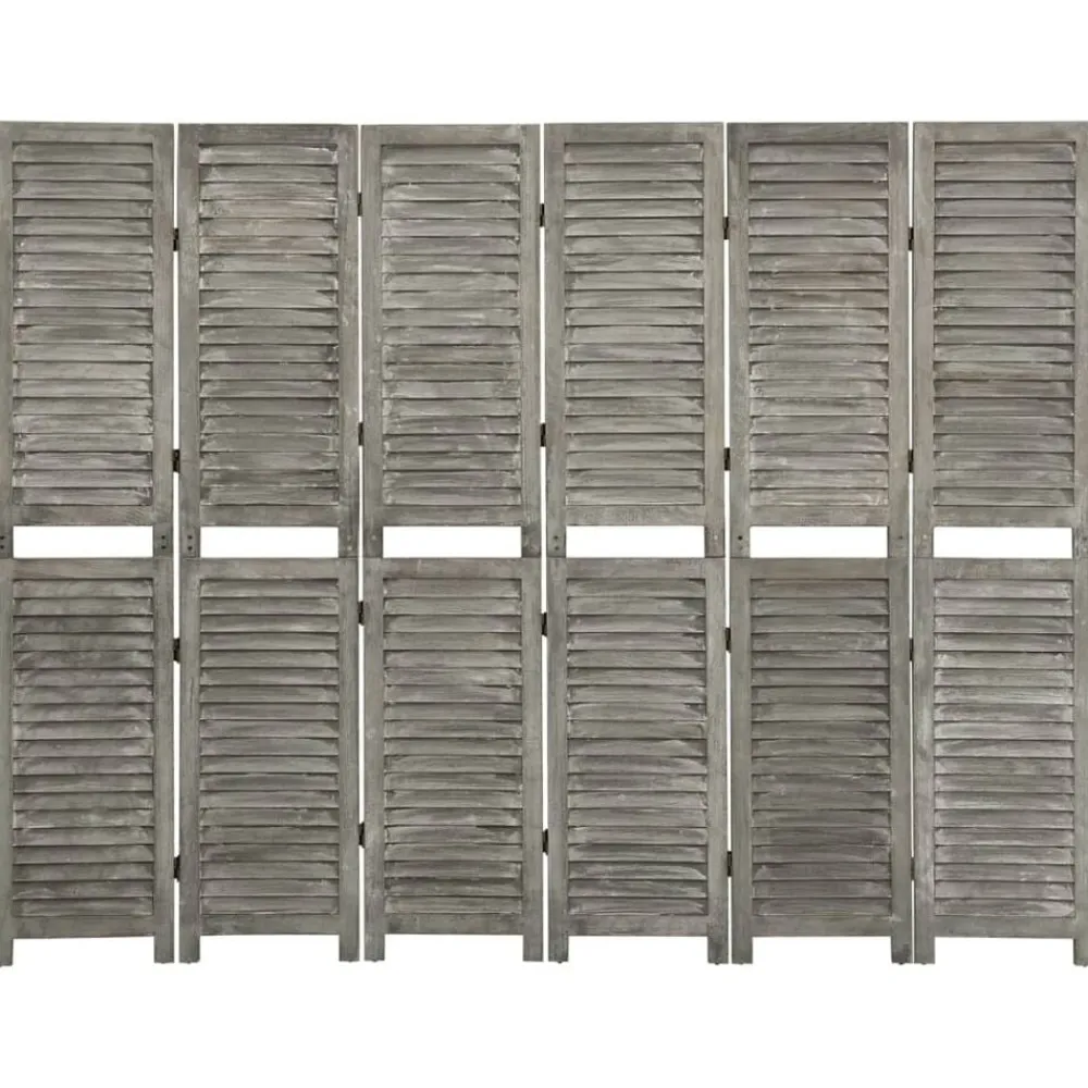 vidaXL Biombo de 6 paneles de madera maciza gris 214x166 cm Sale