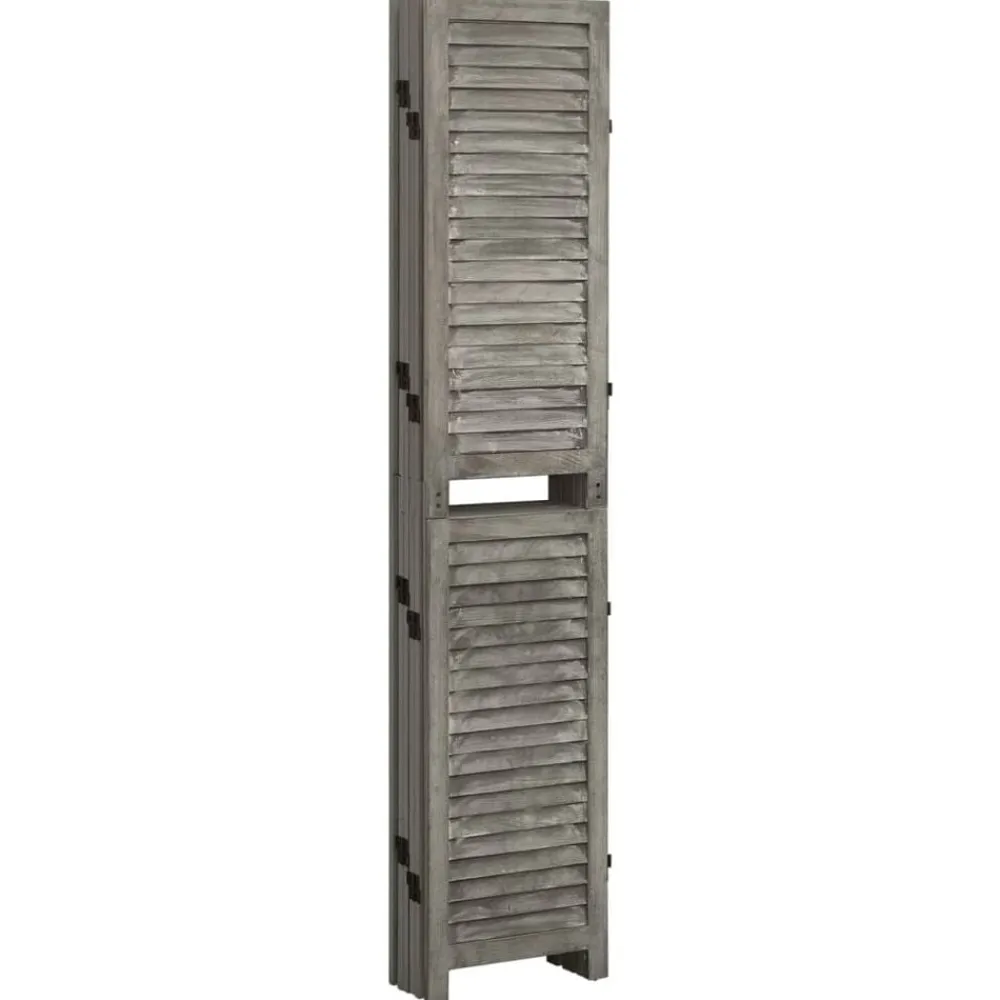 vidaXL Biombo de 6 paneles de madera maciza gris 214x166 cm Sale