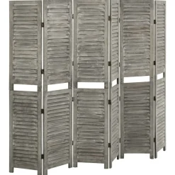vidaXL Biombo de 6 paneles de madera maciza gris 214x166 cm Sale