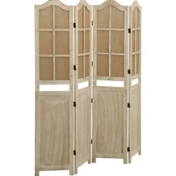 vidaXL Biombo de 4 paneles tela marrón 140x165 cm Outlet