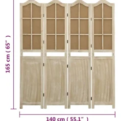 vidaXL Biombo de 4 paneles tela marrón 140x165 cm Outlet