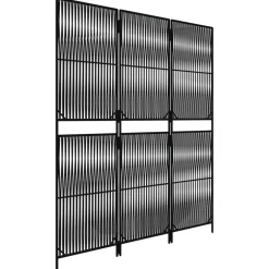 vidaXL Biombo de 3 paneles ratán sintético Negro New