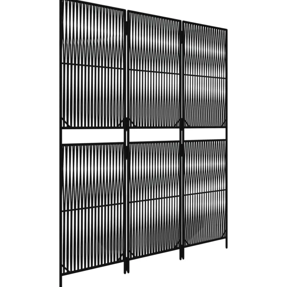 vidaXL Biombo de 3 paneles ratán sintético Negro New