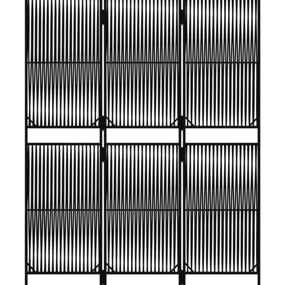 vidaXL Biombo de 3 paneles ratán sintético Negro New