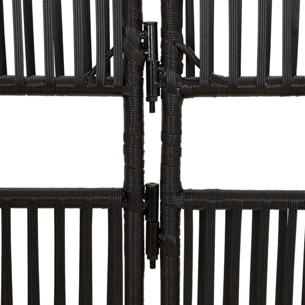 vidaXL Biombo de 3 paneles ratán sintético Negro New