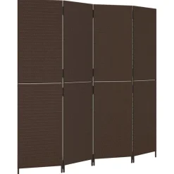 vidaXL Biombo de 4 paneles ratán sintético marrón Marrón Clearance