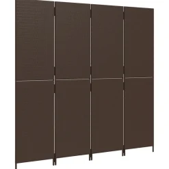 vidaXL Biombo de 4 paneles ratán sintético marrón Marrón Clearance