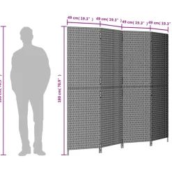vidaXL Biombo de 4 paneles ratán sintético marrón Marrón Clearance