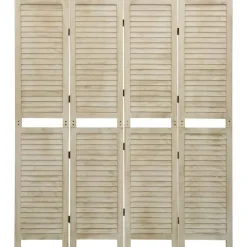vidaXL Biombo de 4 paneles de madera maciza de paulownia 140x165 cm Discount