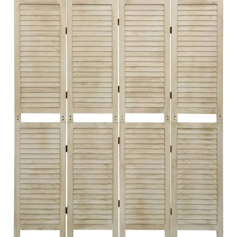 vidaXL Biombo de 4 paneles de madera maciza de paulownia 140x165 cm Discount