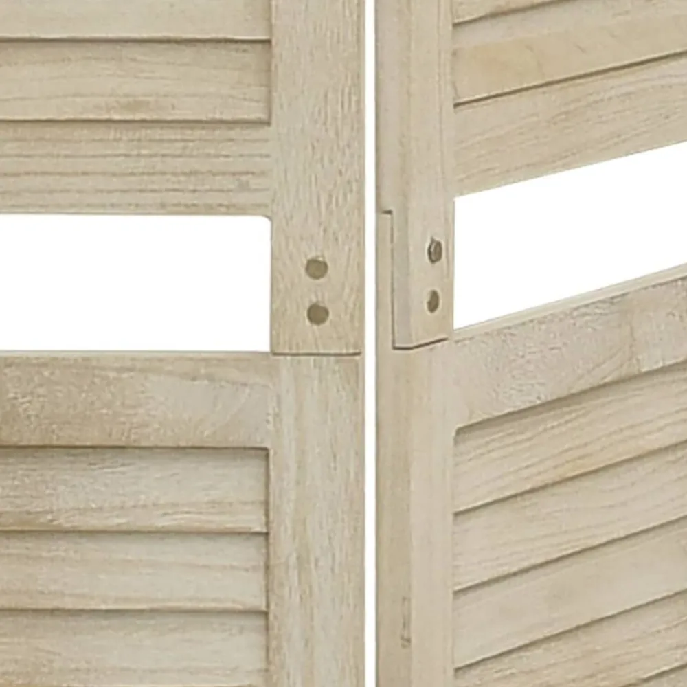 vidaXL Biombo de 4 paneles de madera maciza de paulownia 140x165 cm Discount