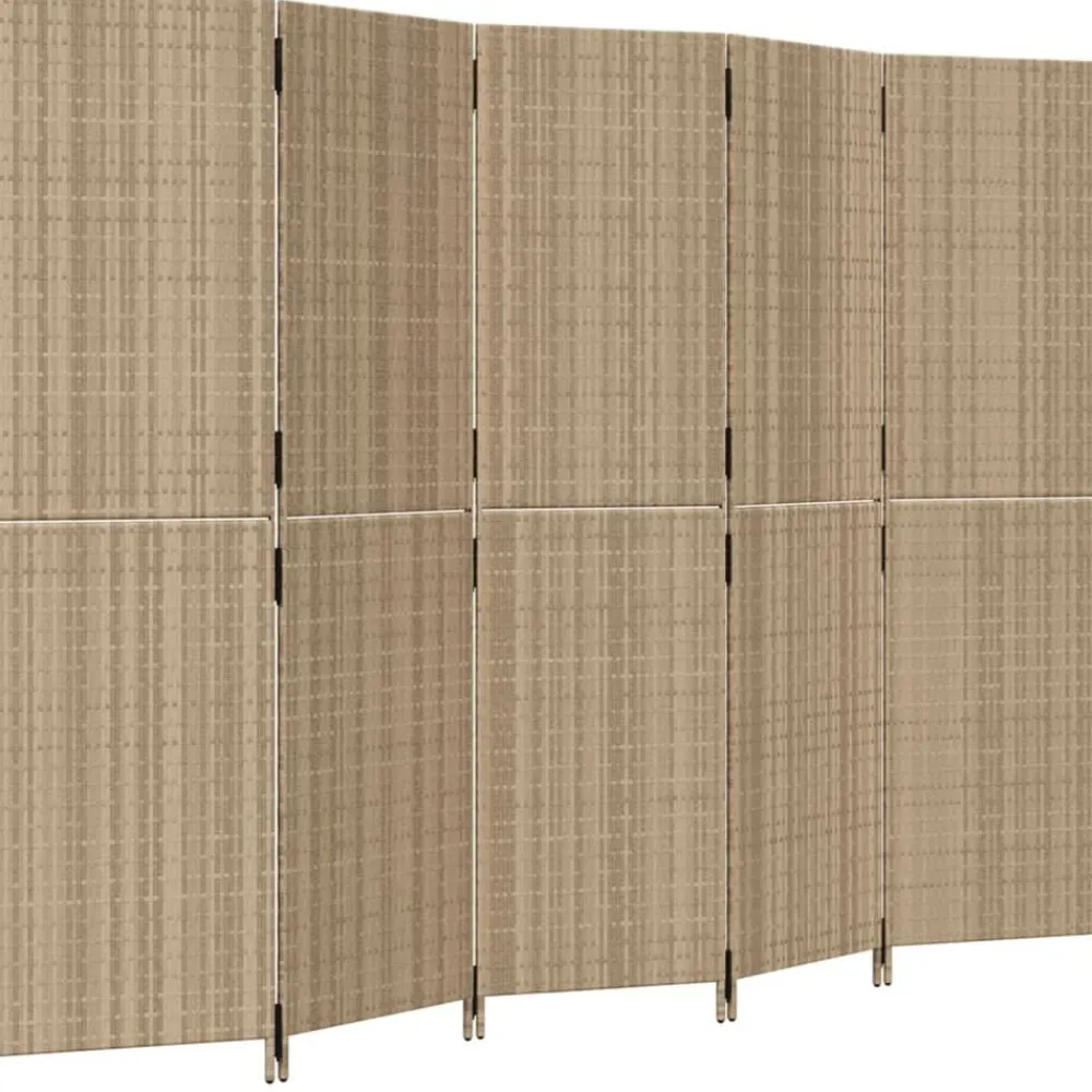 vidaXL Biombo de 5 paneles ratán sintético Beige Sale