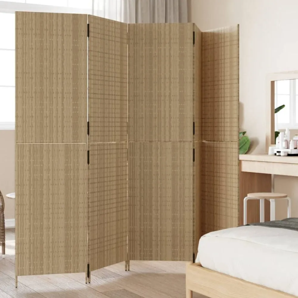 vidaXL Biombo de 5 paneles ratán sintético Beige Sale