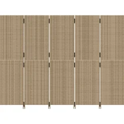 vidaXL Biombo de 5 paneles ratán sintético Beige Sale