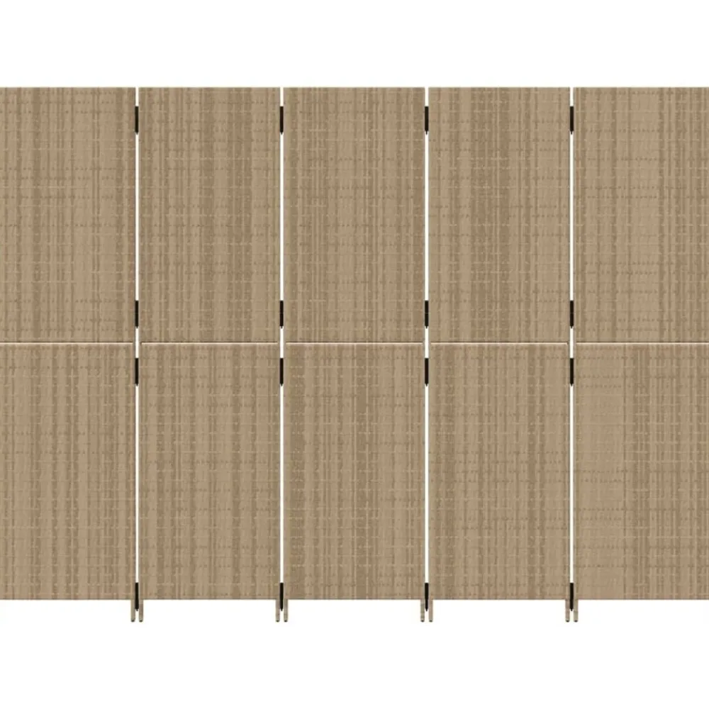 vidaXL Biombo de 5 paneles ratán sintético Beige Sale