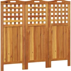 vidaXL Divisores De Ambientes-Biombo de 3 paneles de madera maciza de acacia 121,5x2x115 cm