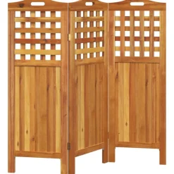 vidaXL Divisores De Ambientes-Biombo de 3 paneles de madera maciza de acacia 121,5x2x115 cm