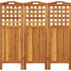 vidaXL Divisores De Ambientes-Biombo de 3 paneles de madera maciza de acacia 121,5x2x115 cm