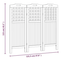 vidaXL Divisores De Ambientes-Biombo de 3 paneles de madera maciza de acacia 121,5x2x115 cm
