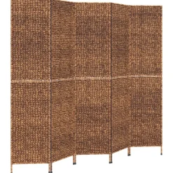vidaXL Divisores De Ambientes-Biombo de 5 paneles jacinto de agua marrón 205x180 cm