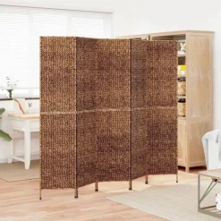 vidaXL Divisores De Ambientes-Biombo de 5 paneles jacinto de agua marrón 205x180 cm