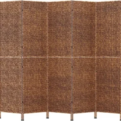 vidaXL Divisores De Ambientes-Biombo de 5 paneles jacinto de agua marrón 205x180 cm