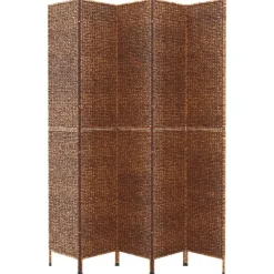 vidaXL Divisores De Ambientes-Biombo de 5 paneles jacinto de agua marrón 205x180 cm