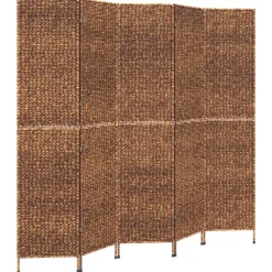 vidaXL Divisores De Ambientes-Biombo de 5 paneles jacinto de agua marrón 205x180 cm