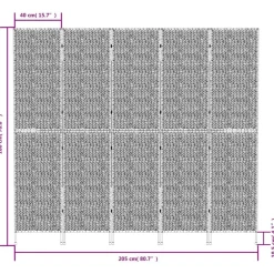 vidaXL Divisores De Ambientes-Biombo de 5 paneles jacinto de agua marrón 205x180 cm